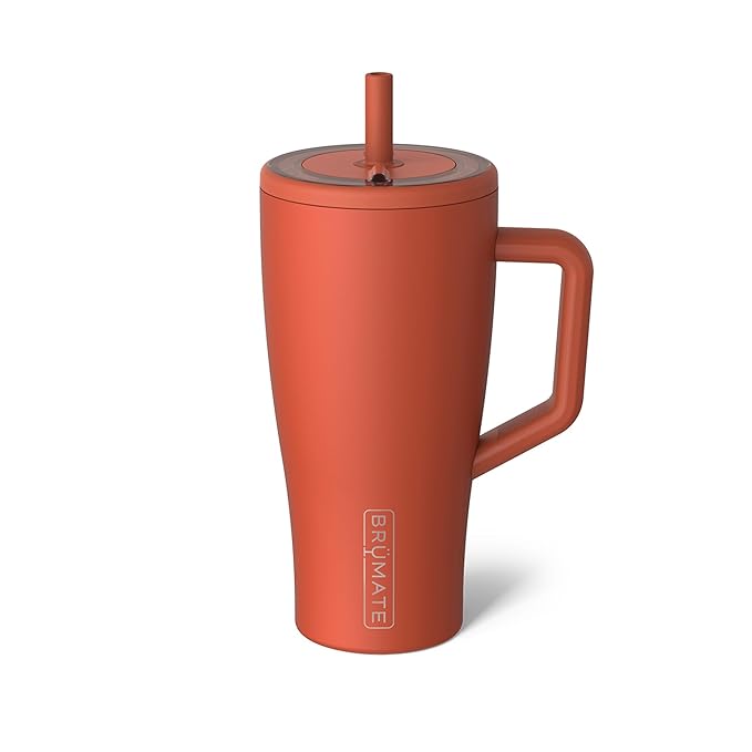 BrüMate Era 30 oz Tumbler with Handle and Straw | 100% Leakproof Insulated Tumbler with Lid and Flexible SoftSip Straw | Made of Stainless Steel | Cup Holder Friendly Base | 30oz (Cedar)