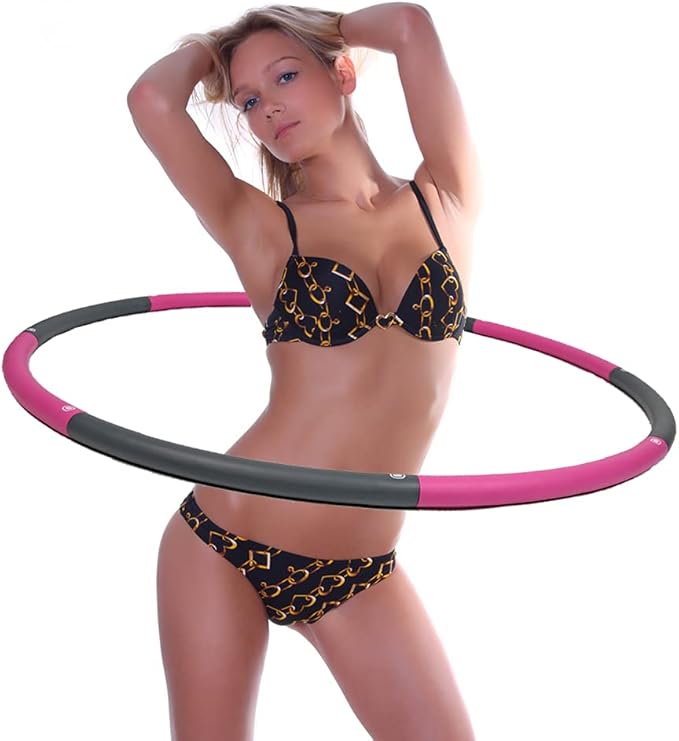 5lb Exercise Hoops for Adults, 40in Adjustable Hoola Hoop, Weighted Sports Hoop, Fitness Hoop for Weight Loss, Abdominal Trainer Fitness Training, Fat Burning, Home Gym Core Workout