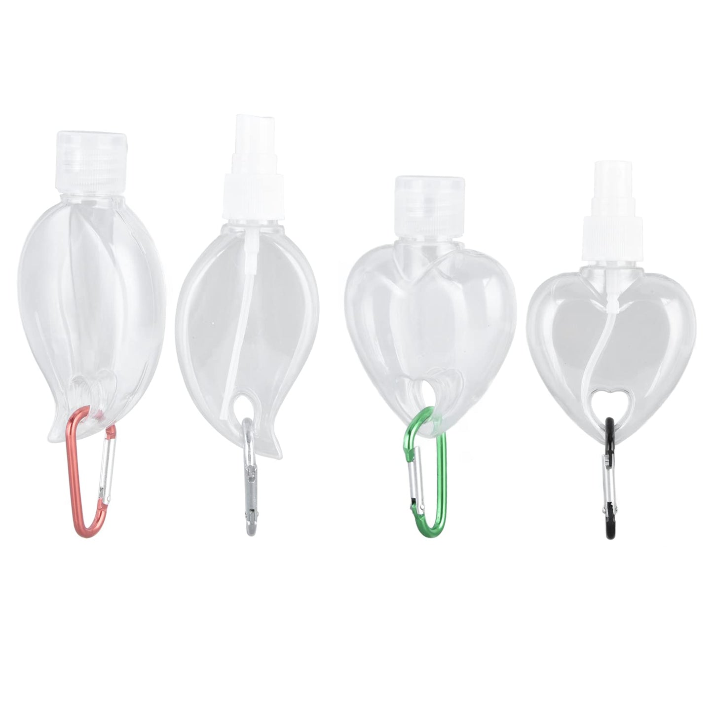 Travel Bottles with Keychain, 4 Pack Plastic Clear Bottles with Flip Cap 2.5oz Portable Leakproof Squeeze Containers Refillable Hand Sanitizer Holder for Backpack Outdoor Conditioner Body Wash Liquid