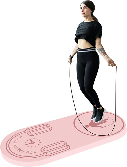 8/20/30mm Jump Rope Mat Fitness Exercise Mat Durable, Non-Slip, Workout Mats with Jump Rope & Carrying Bag for Home Gym Flooring (55"x 24")