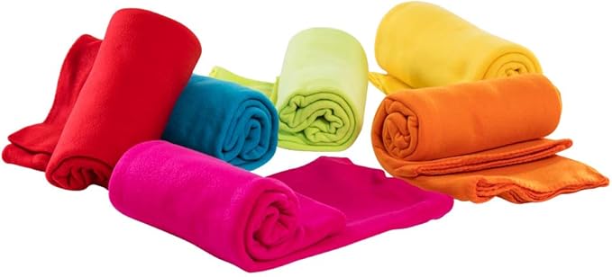 CAI TENG Fleece Throw Blankets Lightweight Warm Soft Cozy Pet-Friendly Bulk Fleece Throw Blanket Kids Solid for Home Bed, Sofa, Dorm, Office, Gifts, Outdoor Couch (Multicolor, Pack of 6-50 x 60 inch)