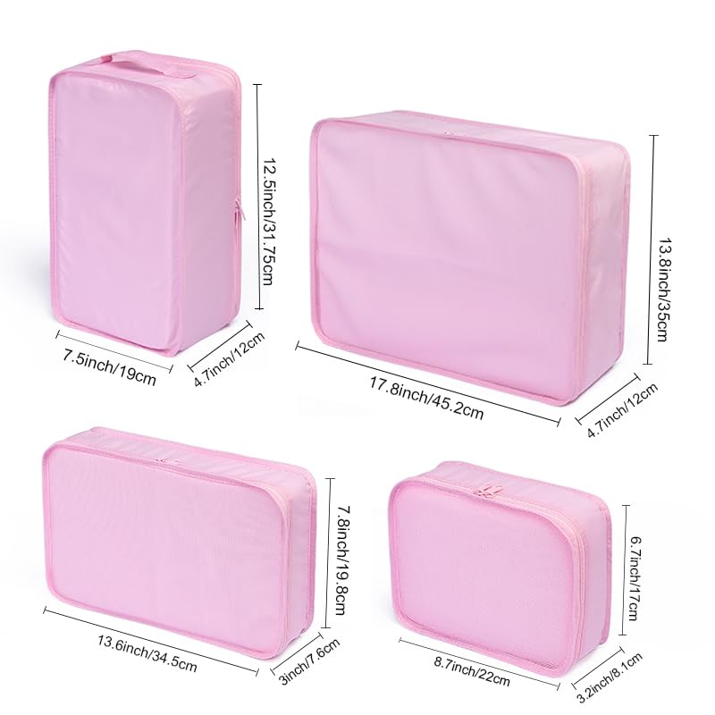 JJ POWER Travel Packing Cubes, Luggage Organizers with Shoe Bag (Pink)
