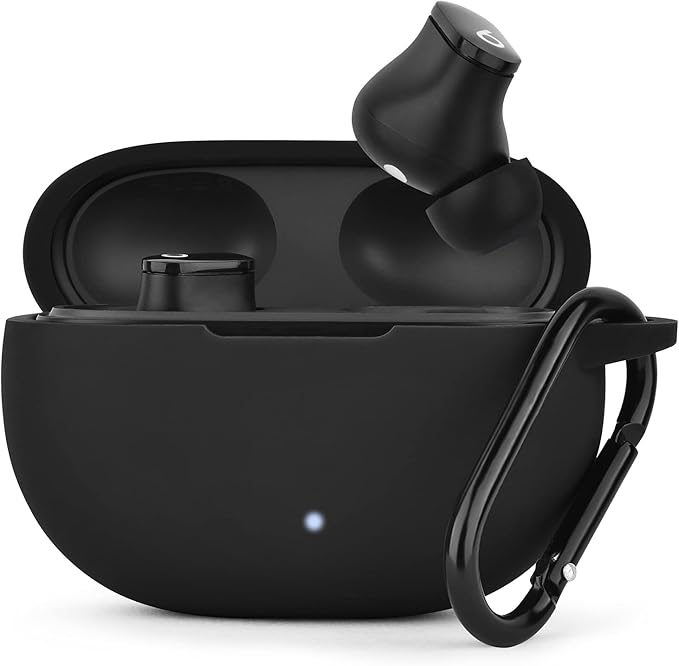 AIRSPO Silicone Case Compatible with Beats Studio Buds Case 2021 Soft Protective Cover for Beats Wireless Earbuds with Keychain（Black