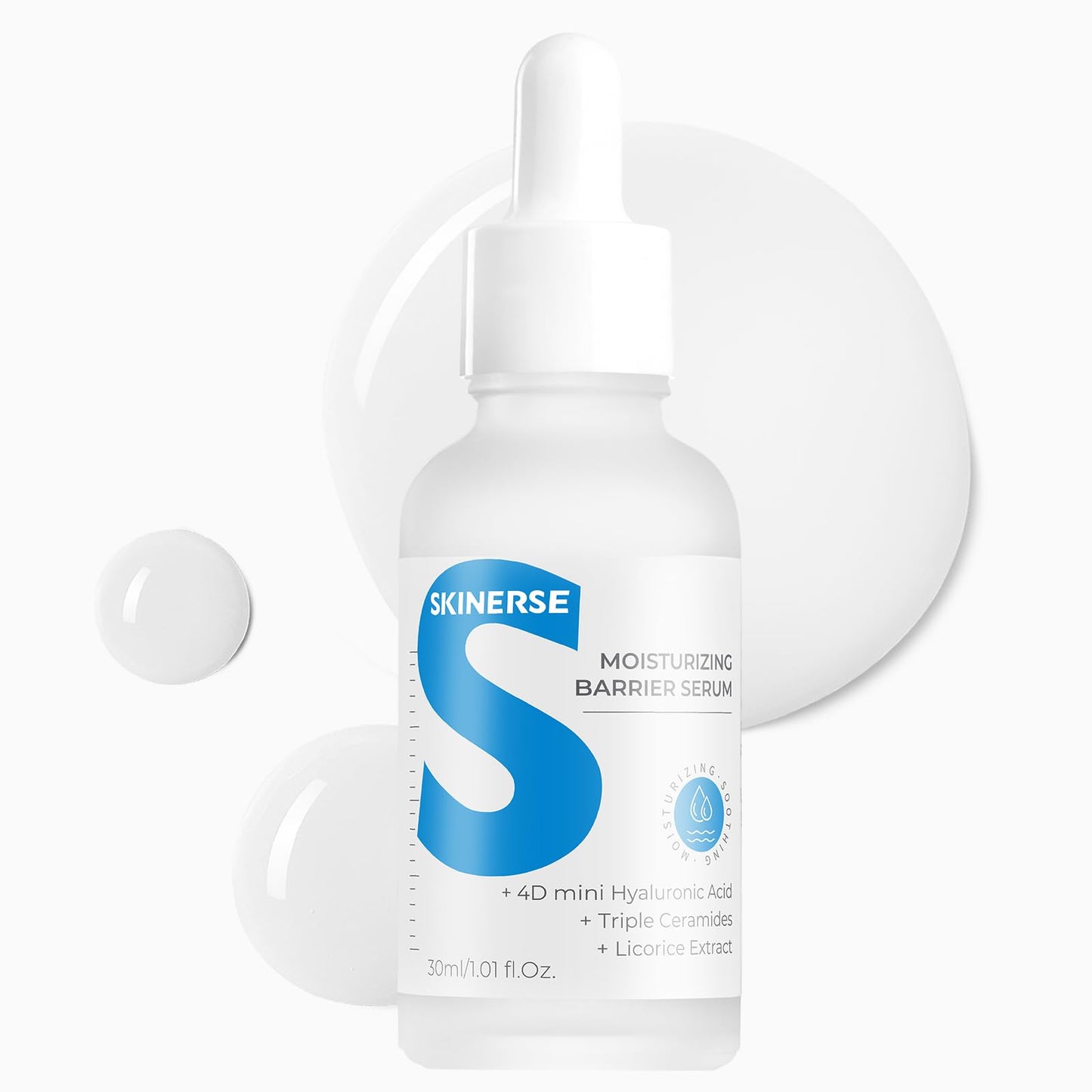 SKINERSE Moisturizing Barrier Serum, 4D Hyaluronic Acid Serum for Face with Vitamin B5 and Ceramides, Anti-Aging Hydrating, Plump and Repair Dry Skin, Daily Skin Care Treatment 1oz