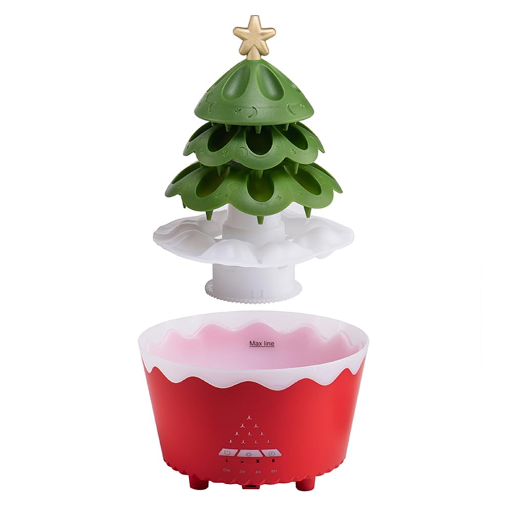 Rain Cloud Essential Oil Diffusers Rotatable,Water Drip Rain Lucky Tree Humidifier Night Light with 7 Changing Colors for Relaxing Mood Water Drop Sound (yellow red)