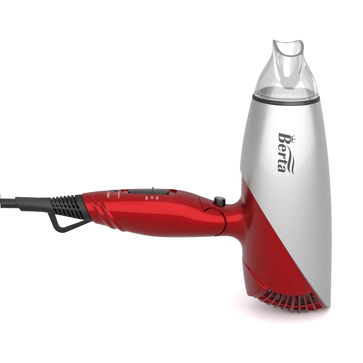 BERTA 1875Watts Folding Handle Hair Dryer Ceramic Negative Ionic Blow Dryer with Nozzle Compact for Children & Traveling