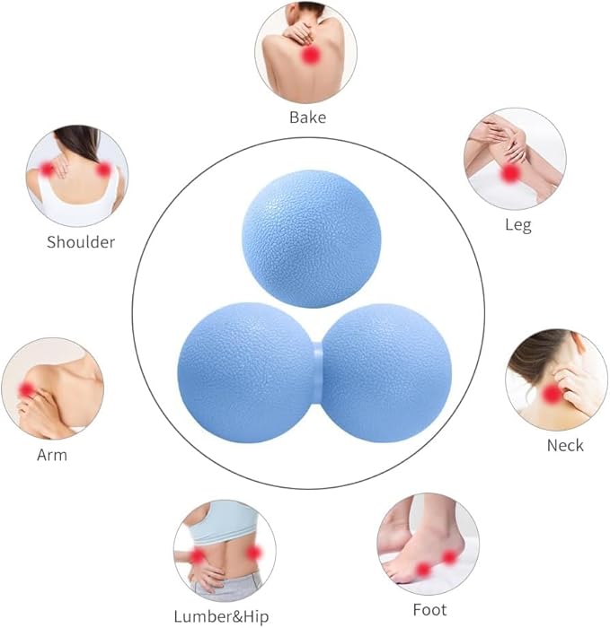 2-Piece Peanut Massage Ball Roller，Double Lacrosse Ball，Acupoint Myofascial Release，Muscle Knot Relaxer Trigger Point for Physical Therapy, Occipital,Back Knot,Psoas Muscle Release Tool (Blue)