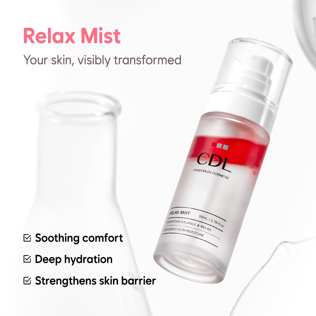 Candorlov Glowing Face Toner+Ampoule, Face Spray Hydrating Mist, Moisturization & Nourishment for Sensitive Dry Skin, Panthenol, Dragon Blood, Korean Skin Care, K Beauty(1.70 fl.oz)