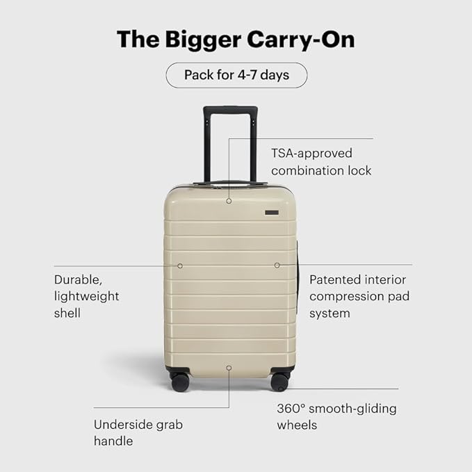Away Bigger Carry-On Luggage, Lightweight Hardside Large Suitcase with Spinner Wheels, TSA Lock, Airline Approved, Salt White