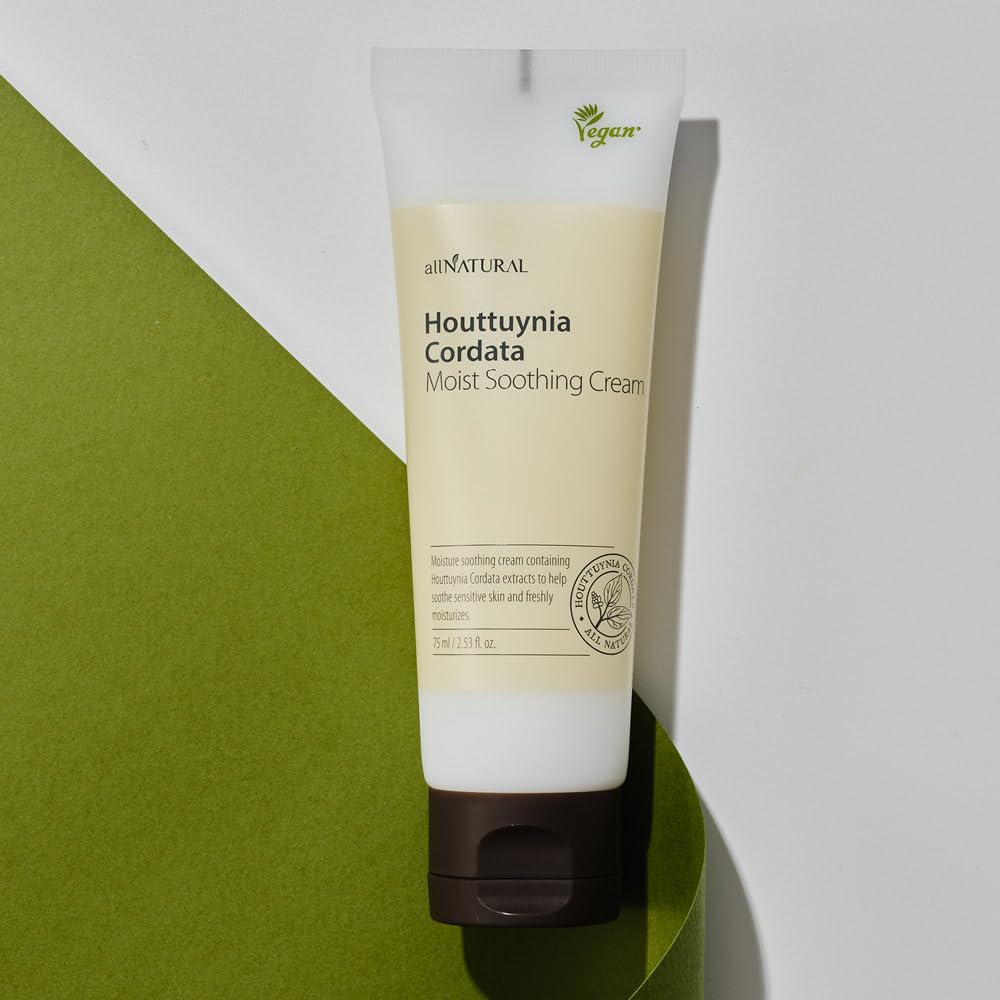 All Natural Houttuynia Cordata Soothing Cream - Lightweight Hydration, Sebum Control and Redness Relief – Calming Heartleaf Moisturizer for Sensitive Skin, Vegan Skincare (2.53Fl. Oz)
