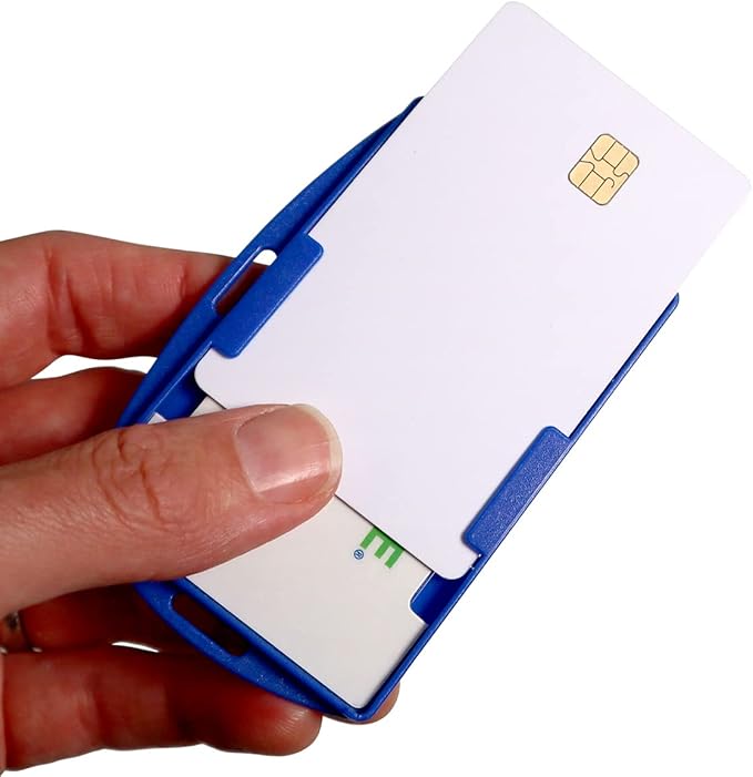 5 Pack - RFID Blocking Badge Holder with Retractable Carabiner Clip Badge Reel - Dual Sided - SkimSAFE Skimming Protection - 2 Card Shield for 13.56MHz Radio Signal by Specialist ID (Royal Blue)