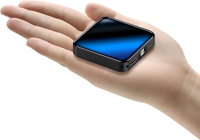 10000mAh Small Power Bank，Fast Charge Mini Portable Charger, USB C Input/Output with External Battery Pack, Smart LED Display，Suitable for iPhone, Samsung, iPad and Tablets.