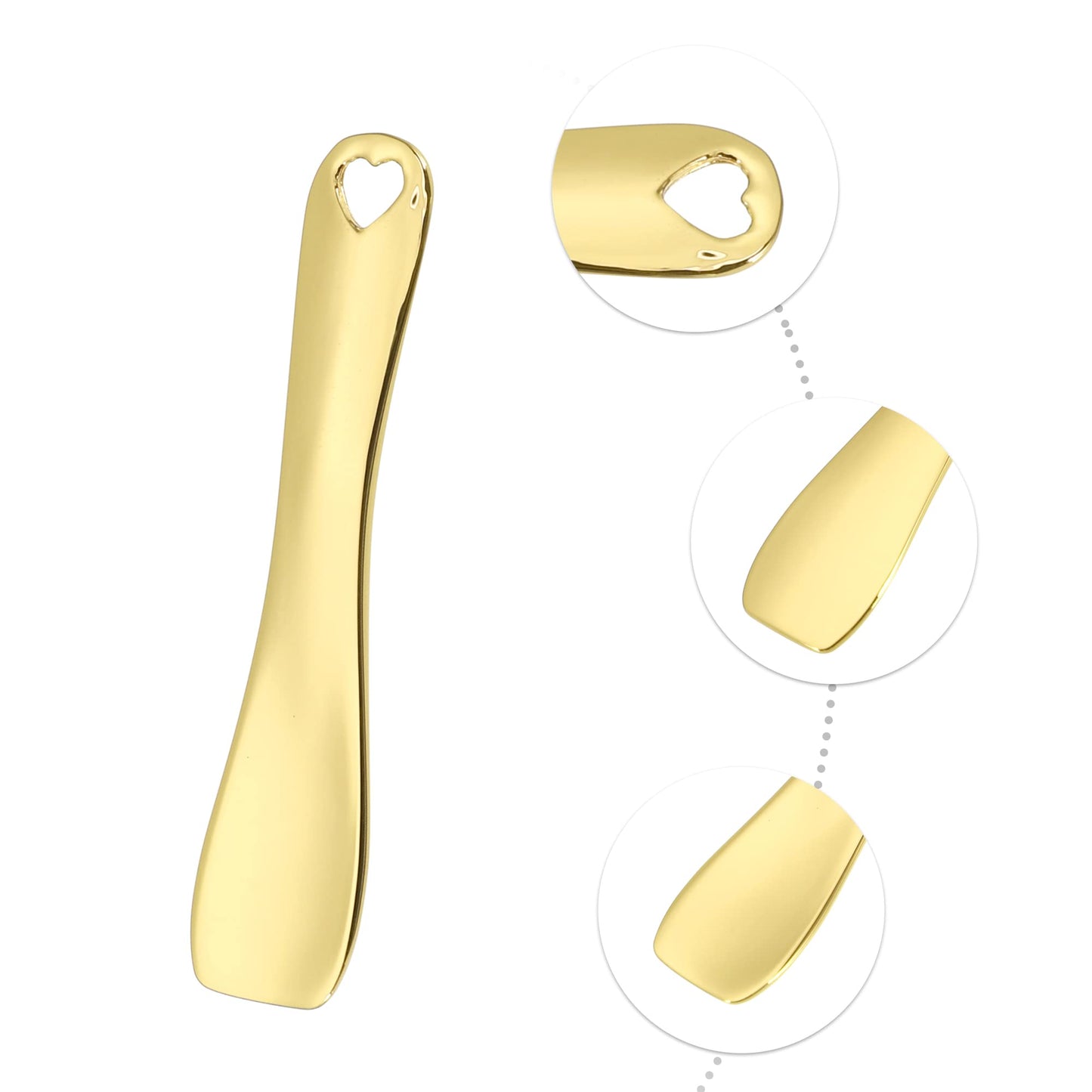 VOCOSTE 3 Pcs Makeup Spatula Mini Spoon, Eye Cream Massage Sticks Beauty Scoop, for Facial Cosmetic Face Cream, Zinc Alloy Heart Shape 2.36"x0.49", Gold Tone