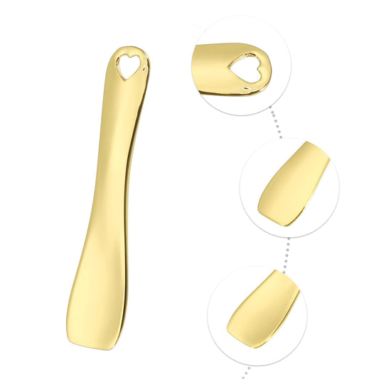 VOCOSTE 3 Pcs Makeup Spatula Mini Spoon, Eye Cream Massage Sticks Beauty Scoop, for Facial Cosmetic Face Cream, Zinc Alloy Heart Shape 2.36"x0.49", Gold Tone