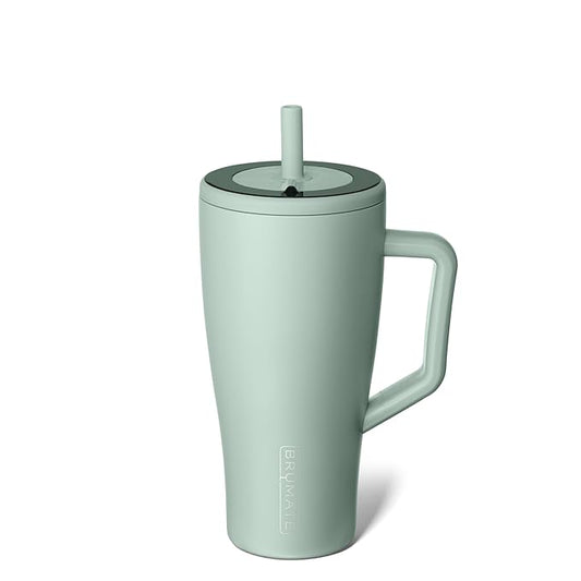 BrüMate Era 30 oz Tumbler with Handle and Straw | 100% Leakproof Insulated Tumbler with Lid and Flexible SoftSip Straw | Made of Stainless Steel | Cup Holder Friendly Base | 30oz (Sage)