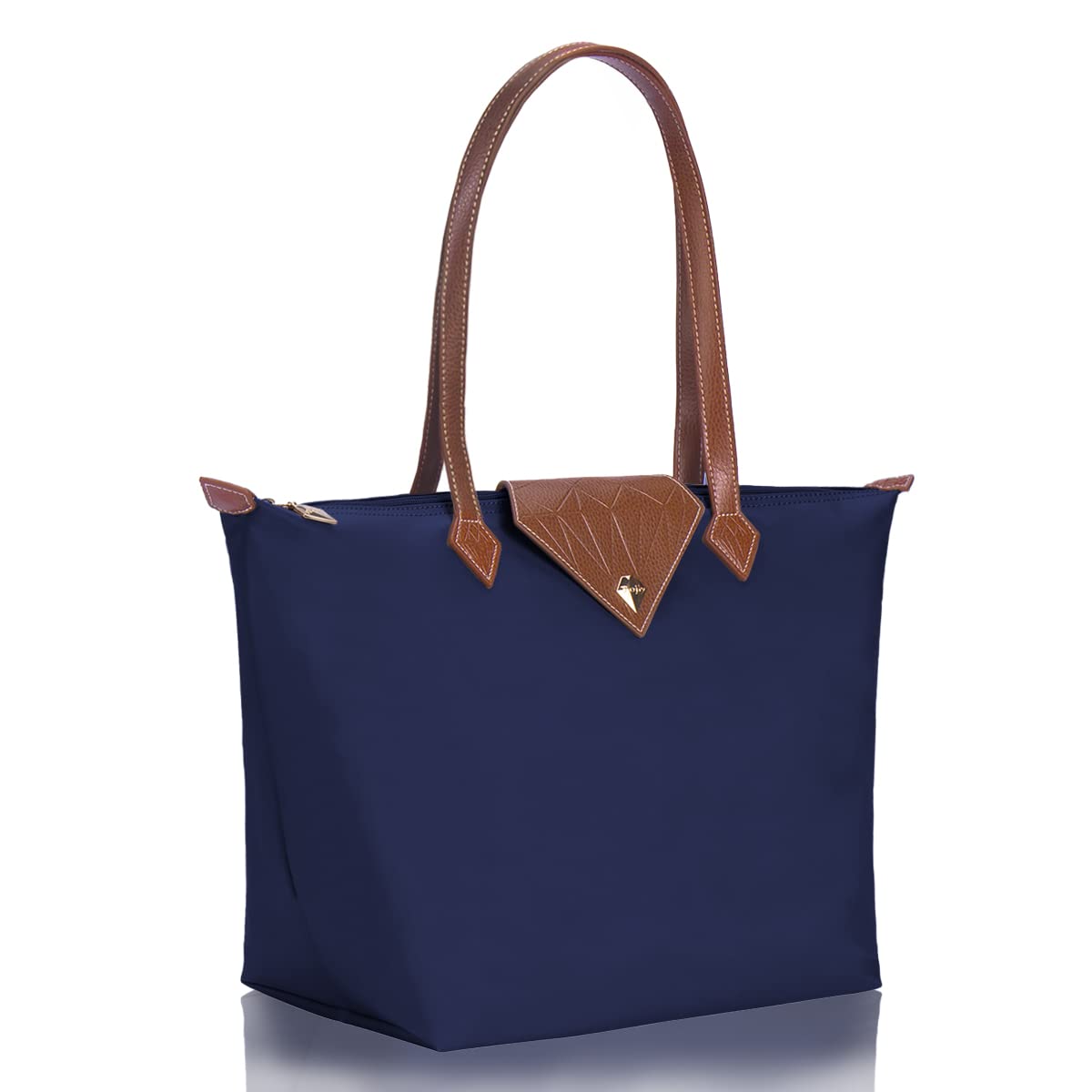 BOJLY Women Tote Bag,Stylish Waterproof Nylon Ladies Shoulder Bag, Folding Beach Travel Bag for Work,Shopping,Blue Large