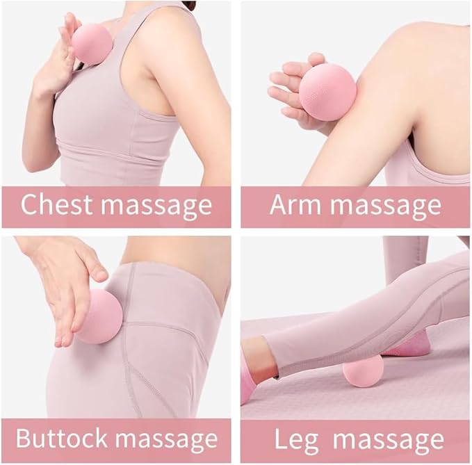 2-Piece Peanut Massage Ball Roller，Double Lacrosse Ball，Acupoint Myofascial Release，Muscle Knot Relaxer Trigger Point for Physical Therapy, Occipital,Back Knot,Psoas Muscle Release Tool (Pink)