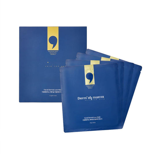 DERM·ALL MATRIX Daily Facial Dermal-care (35g/sheet) Overnight mask pack,Lifting and Hydrating,Soothing, Exfoliating,Skin Nourishing,Collagen sheet mask for wrinkles and dry skin. (4sheets/1week)