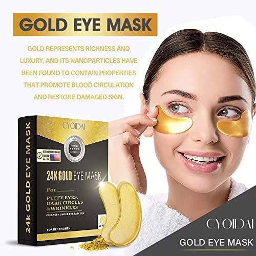SHUIKU 24K Gold Under Eye Patches for Dark Circles & Puffiness – Korean Masks for Bags & Fine Lines – Hydrating Eyes Bag Treatment for Men & Women – Collagen Eye Mask for Wrinkles & Tired Eyes