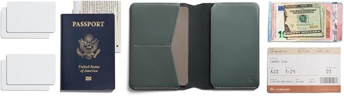 Bellroy Passport Cover (slimline travel wallet/pouch with card slots and space for cash plus travel documents) - Everglade