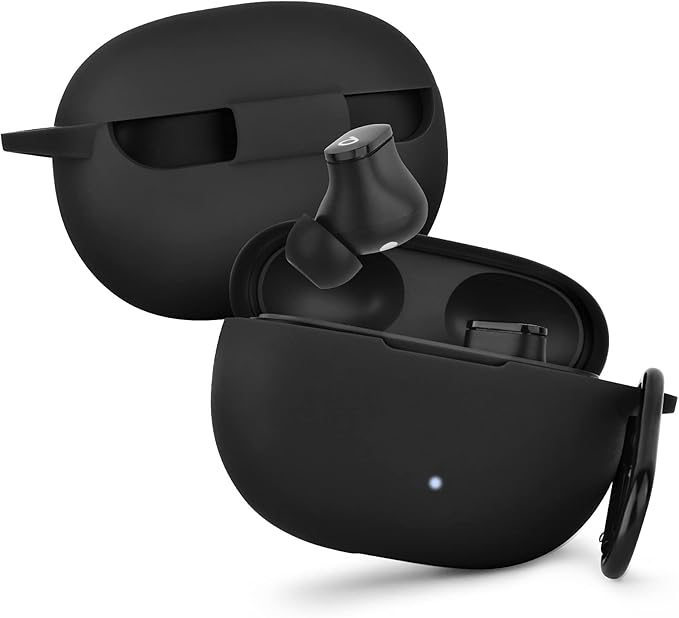 AIRSPO Silicone Case Compatible with Beats Studio Buds Case 2021 Soft Protective Cover for Beats Wireless Earbuds with Keychain（Black