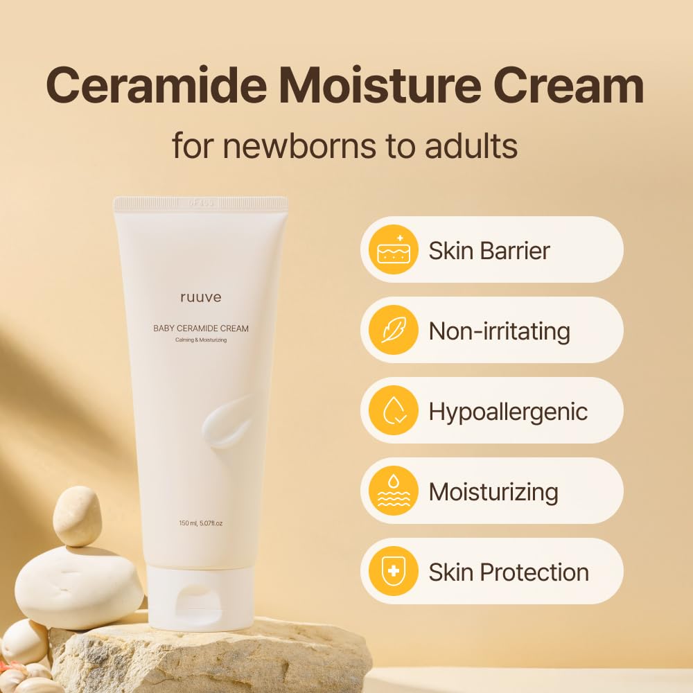 ruuve Ceramide Intense Moisture Cream – Deep Hydration Cream, Fragrance Free, Non-Greasy, Improves Moisture up to 2.5mm in One Use, Dermatologically Tested, Korean Skin care, 5.07 Fl oz