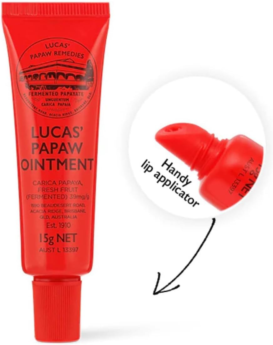 Lucas Papaw Ointment – 15g Tube with Lip Applicator – 2–Pack – Multi-Purpose Skin Relief – Made in Australia