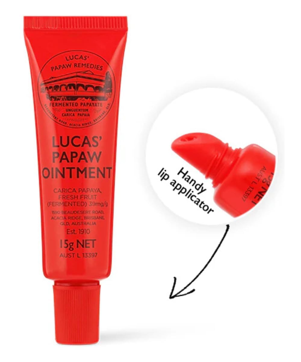 Lucas Papaw Ointment – 15g Tube with Lip Applicator – 2–Pack – Multi-Purpose Skin Relief – Made in Australia