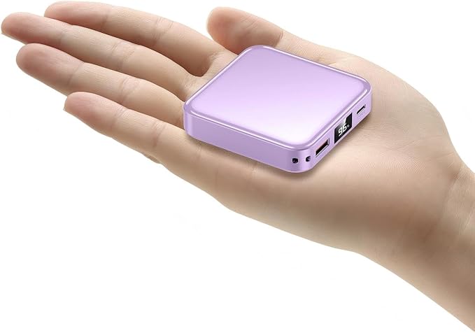 10000mAh Small Power Bank，Fast Charge Mini Portable Charger, USB C Input/Output with External Battery Pack, Smart LED Display，Suitable for iPhone, Samsung, iPad and Tablets.