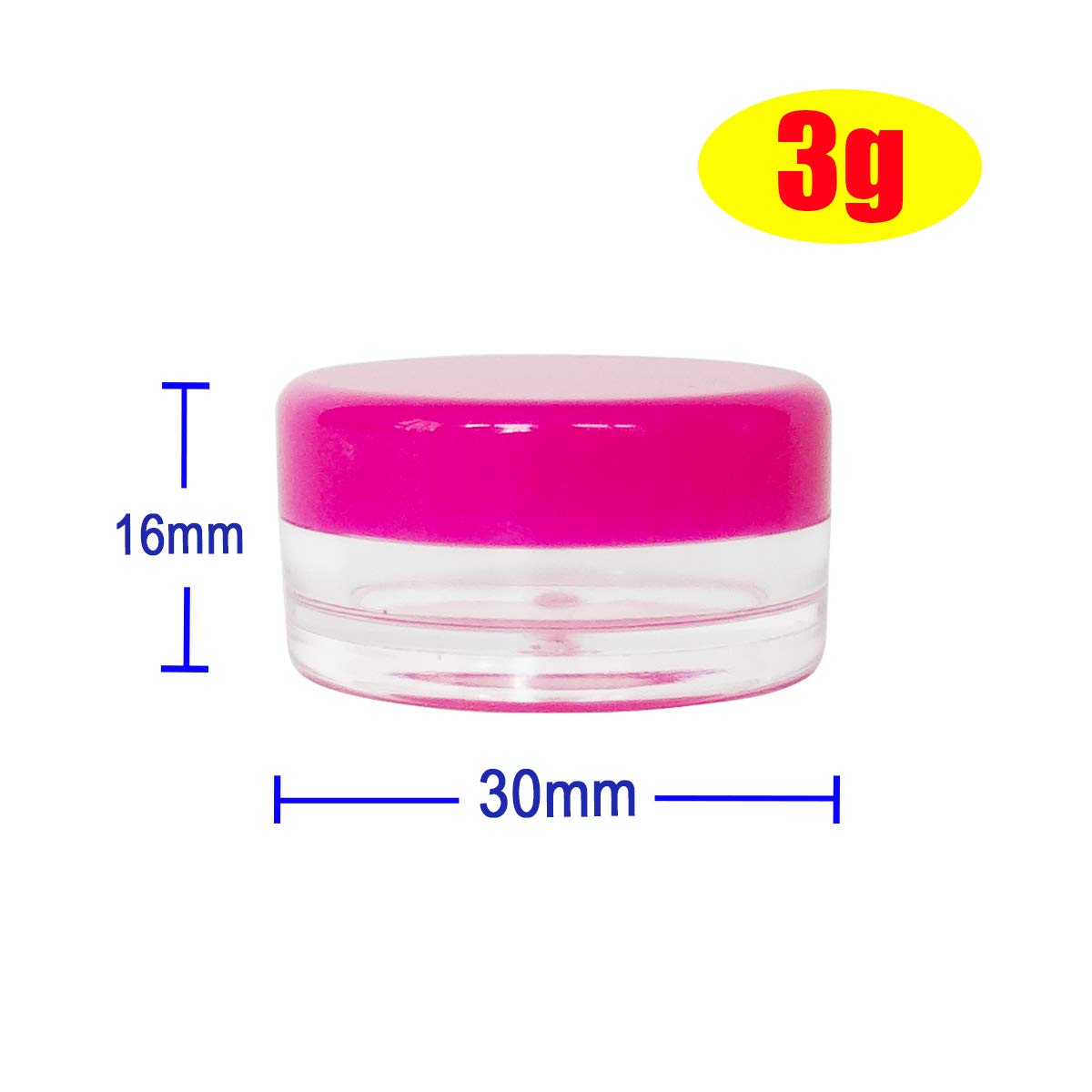 Wopanxye 50pcs 3 Gram Sample Containers with Lids, 3ml Mini Makeup Jars, 3g Empty Plastic Travel Cosmetic Pot Bottle for Eye-shadow, Powder, Salves, Beads, Mascara, Toner, Essence, Lip Scrubs Balms