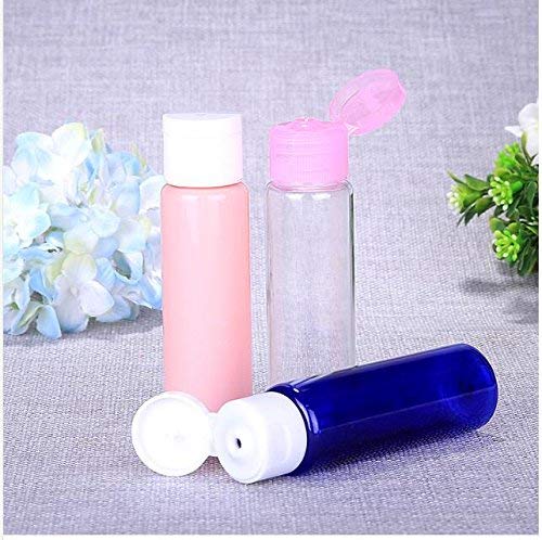 12PCS 30ML / 1oz Empty Plastic Blue Flip Cap Bottle BPA-Free Cobalt Vial Jar Pot Container For Toner Travel Comestic Lotion Makeup Creams Sample Dispensing Shower Gel Water Emollient