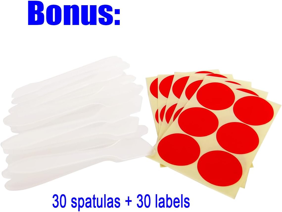 Wopanxye 30pcs 10g Small Plastic Makeup Container with Lid, 10ml Travel Cosmetic Sample Jar for Lip Scrub, Body Butter, Cream, Slime, Lip Balm, Eyeshadow, Paint, Glitter, Wax, Lotion, Mini Storage Pot