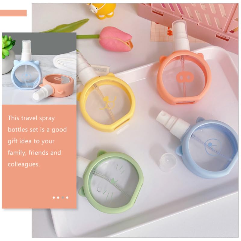 MERRYHAPY Travel Spray Bottle Set 4 Pack 3.93 Inch Refillable Mini Plastic Bottles for Perfume Essential Oils Water Misting Tsa Approved