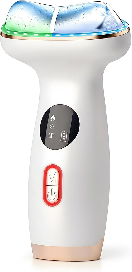 Cold Heat Facial Massager Red Light Therapy for Face Neck Eye Lifting Firming Depuffing,7-in-1 LED Facial Sculptor Skin Care,Cooling Electric gua sha Lift Device Reduce Forehead Frown Smile Line