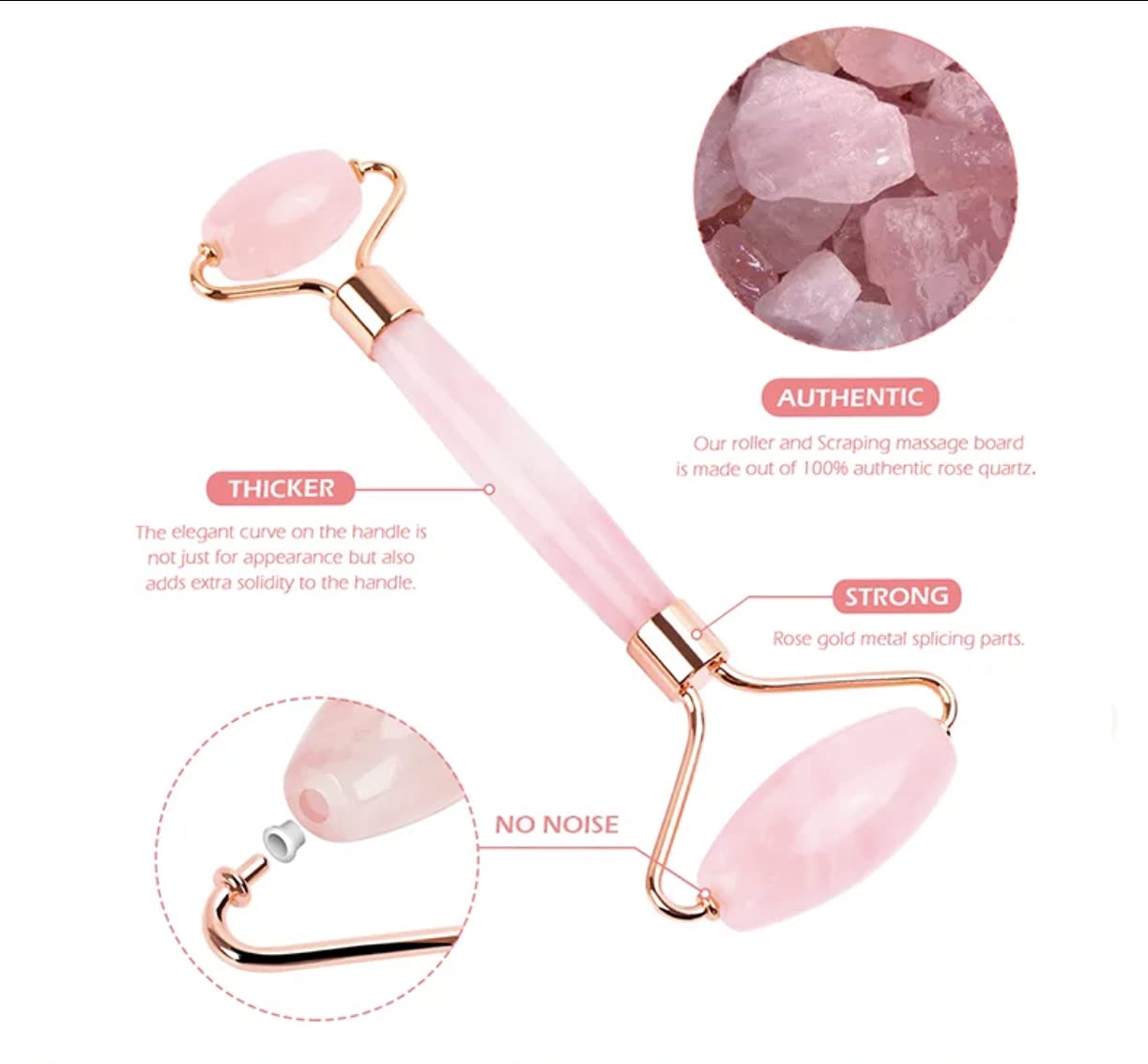 Face Roller Skin Care - Jade Roller Gua Sha Set, Rose Quartz Face Roller | Ultimate Facial Skin Care Products & Beauty Products Tools | Jade Facial Roller for Face and Eye Massager