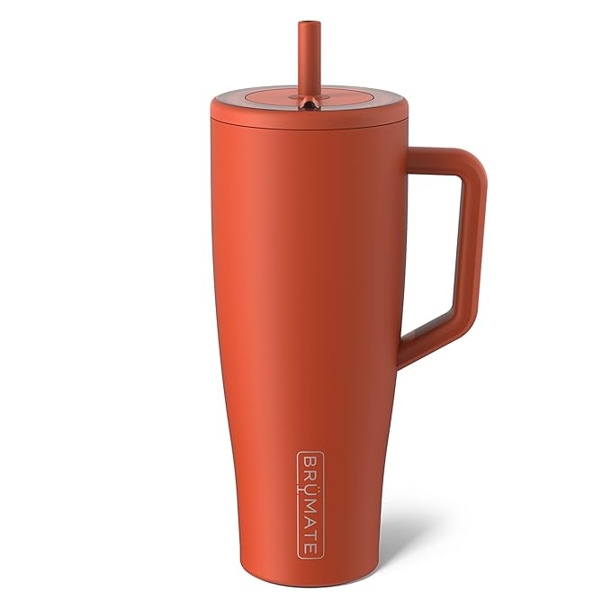 BrüMate Era 40 oz Tumbler with Handle and Straw | 100% Leakproof Insulated Tumbler with Lid and Flexible SoftSip Straw | Made of Stainless Steel | Cup Holder Friendly Base | 40oz (Cedar)