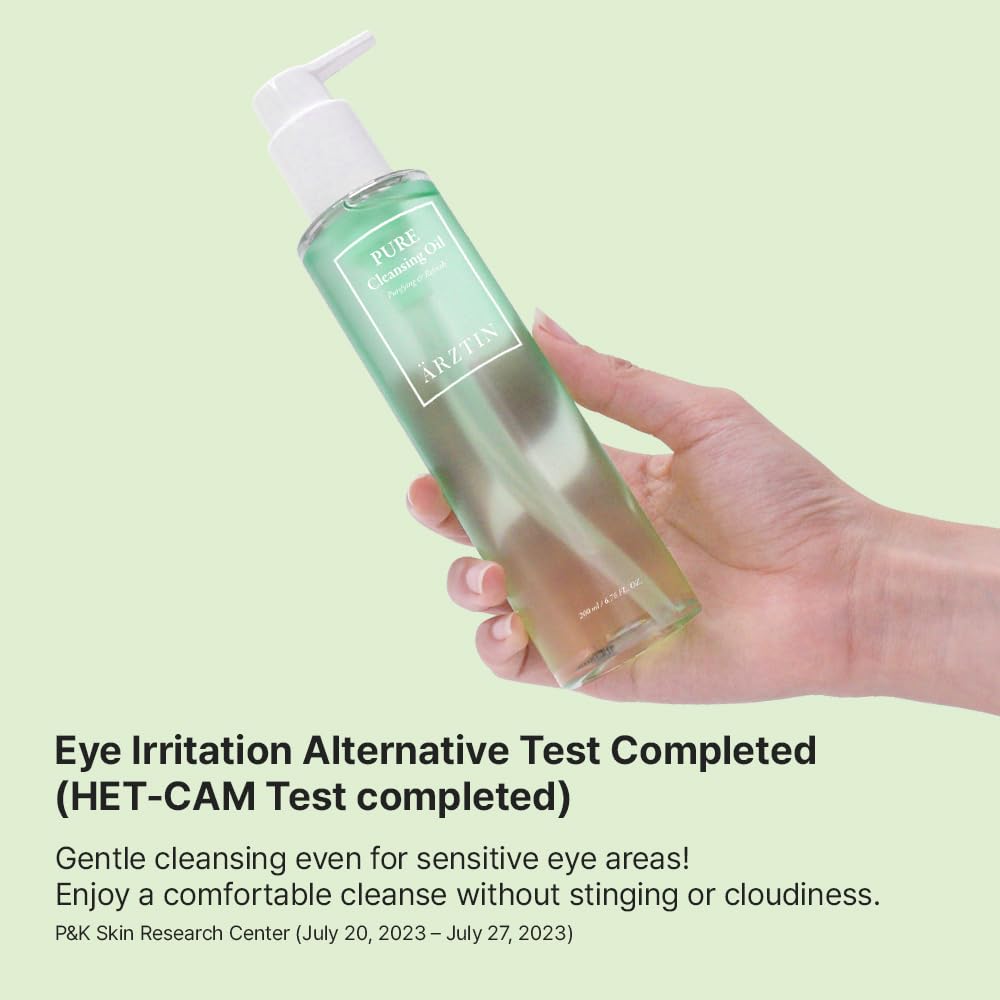 ARZTIN Pure Cleansing Oil, 6.76 fl. oz. Mild Makeup Blackhead Cleanser, Gentle Moisturizing facial Remover, Vegan Daily Natural Oil Removal, Korean skincare