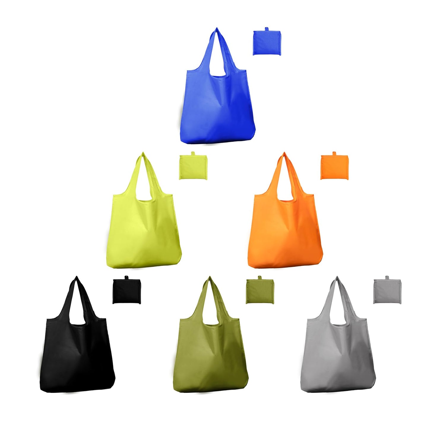 Zenloria Foldable Reusable Grocery Bags – Heavy Duty 6 Pack with Handles | XL Tote for Women & Men, Market, Travel, Storage (Black, Grey, Blue, Army Green, Yellow, Orange)
