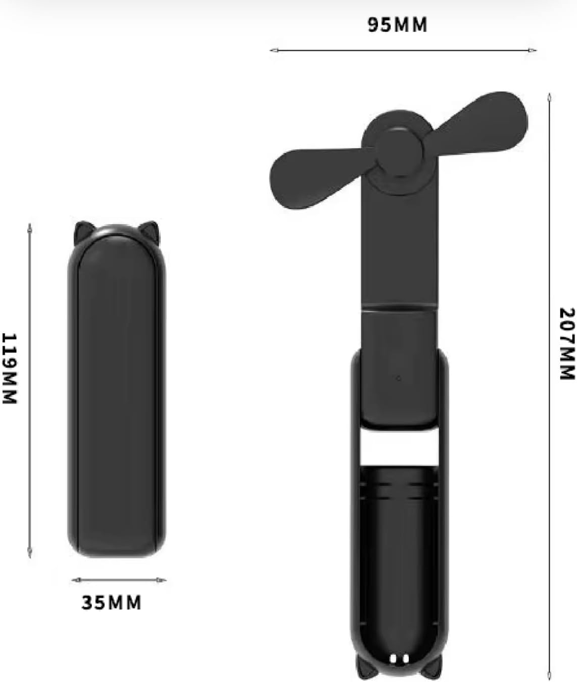 Portable Mini Fan with Powerbank, 3-Speed USB Rechargeable, 25Hr Battery Life, Brown/Green