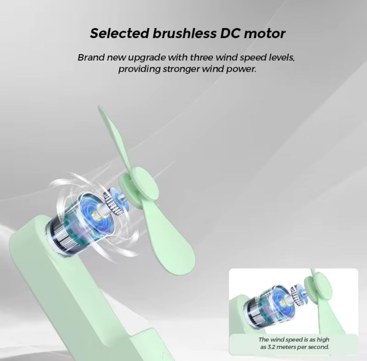 Portable Mini Fan with Powerbank, 3-Speed USB Rechargeable, 25Hr Battery Life, Brown/Green