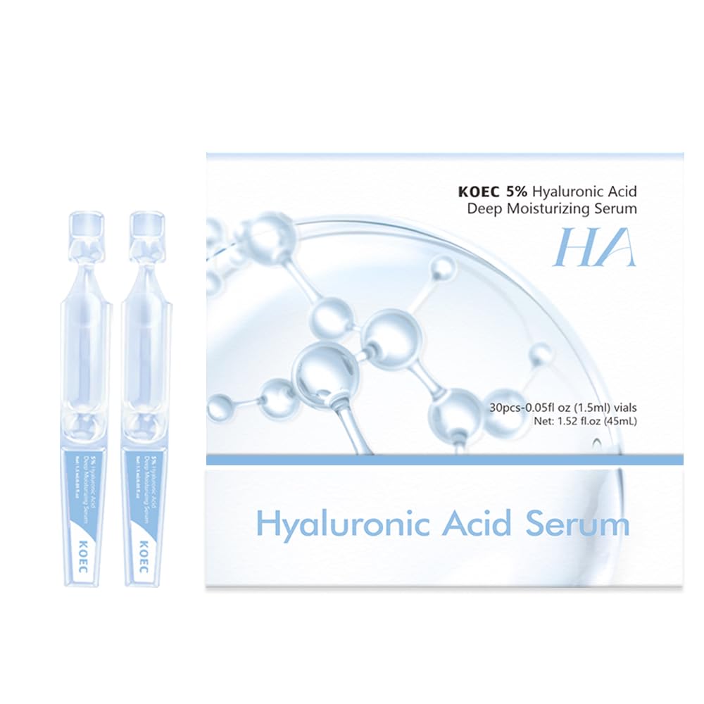 5% Hyaluronic Acid Serum,Acid Serum for Face,UltraHydrating Serum 5% Hyaluronic Acid Smoother Skin,Anti-Aging,Hyaluronic Acid Tubes Single-Use Vials Pre-makeup Skincare(1.5 ml*30)