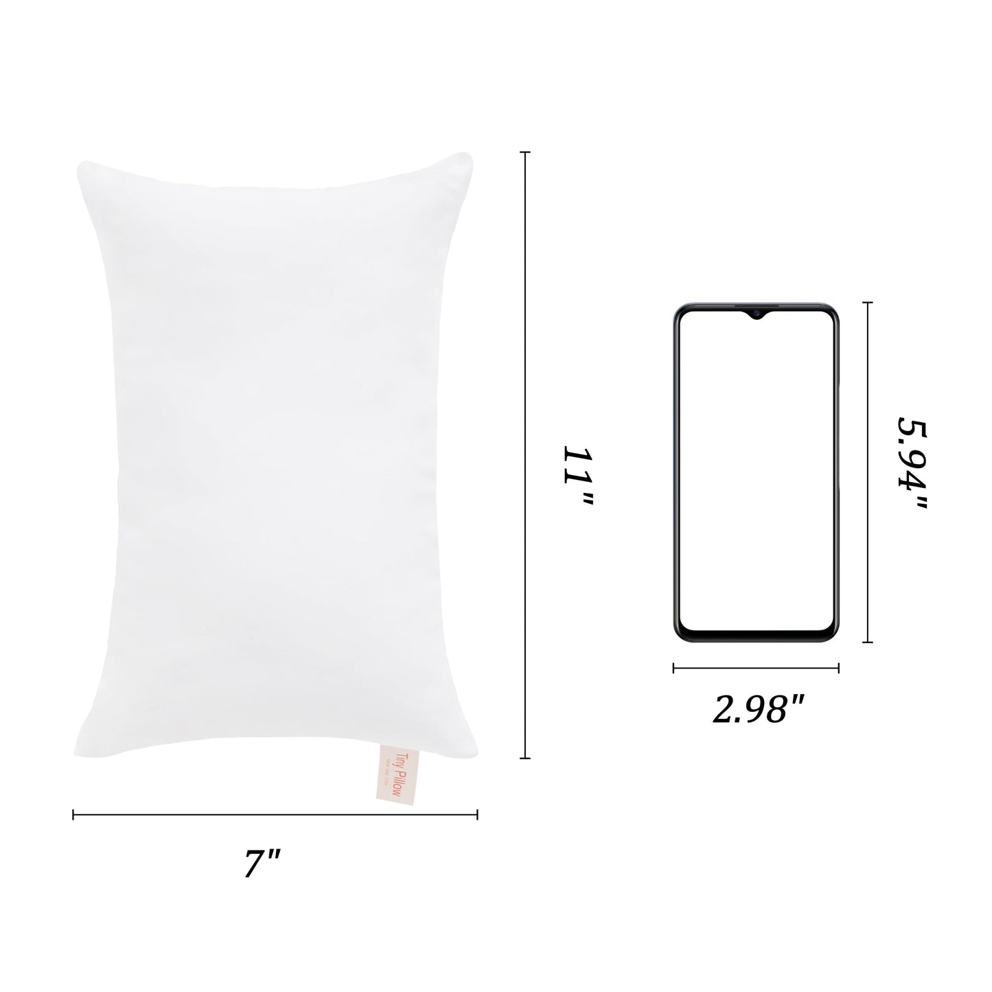 BEDSUM 2 Pack Tiny Pillows, 11"x7" Microfiber Mini Pillows for Travel, Pets, Soft and Machine Washable Small Pillows for Neck, Wrist, and Knee Comfort, White