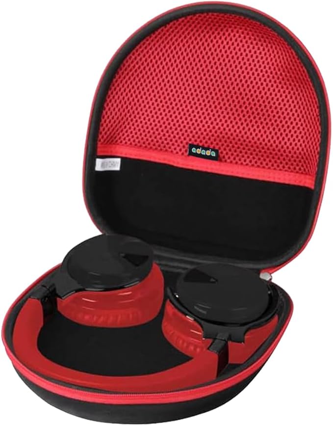 Adada Hard Travel Case for Silensys / PurelySound / MOVSSOU / COWIN / Tapela / Audonia E7 Active Noise Cancelling Bluetooth Headphones (Black+Red)