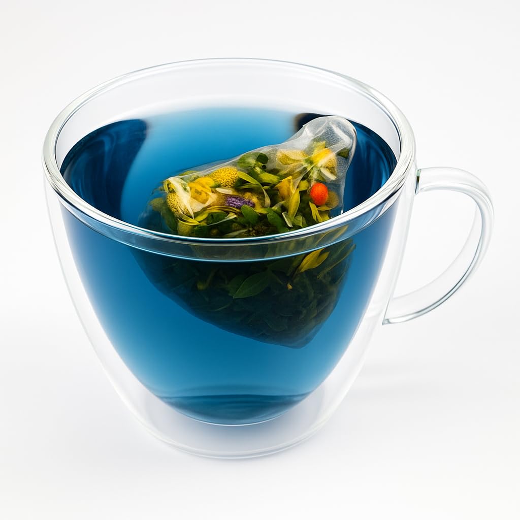 Pure And Easy Tea, Serenity Herbal Tea Sampler, 15 Count Caffeine-Free Variety with 5 Flavors, Natural Loose Leaf Blends in BPA-Free Pyramid Bags, Wellness Gift Box, 49.5g