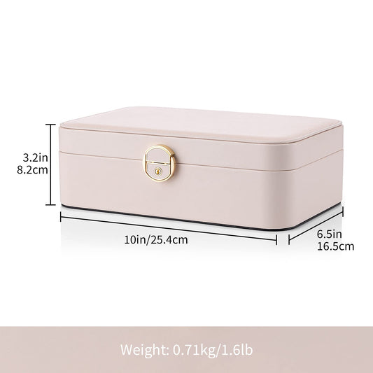 Vlando 2-Layer Jewelry Box,Valentines Day Gifts for Her Jewelry Organizer for Women Removable Jewelry Tray for Earrings Necklace,Gift Ideas,Birthday Graduation Gifts Apricot Pink