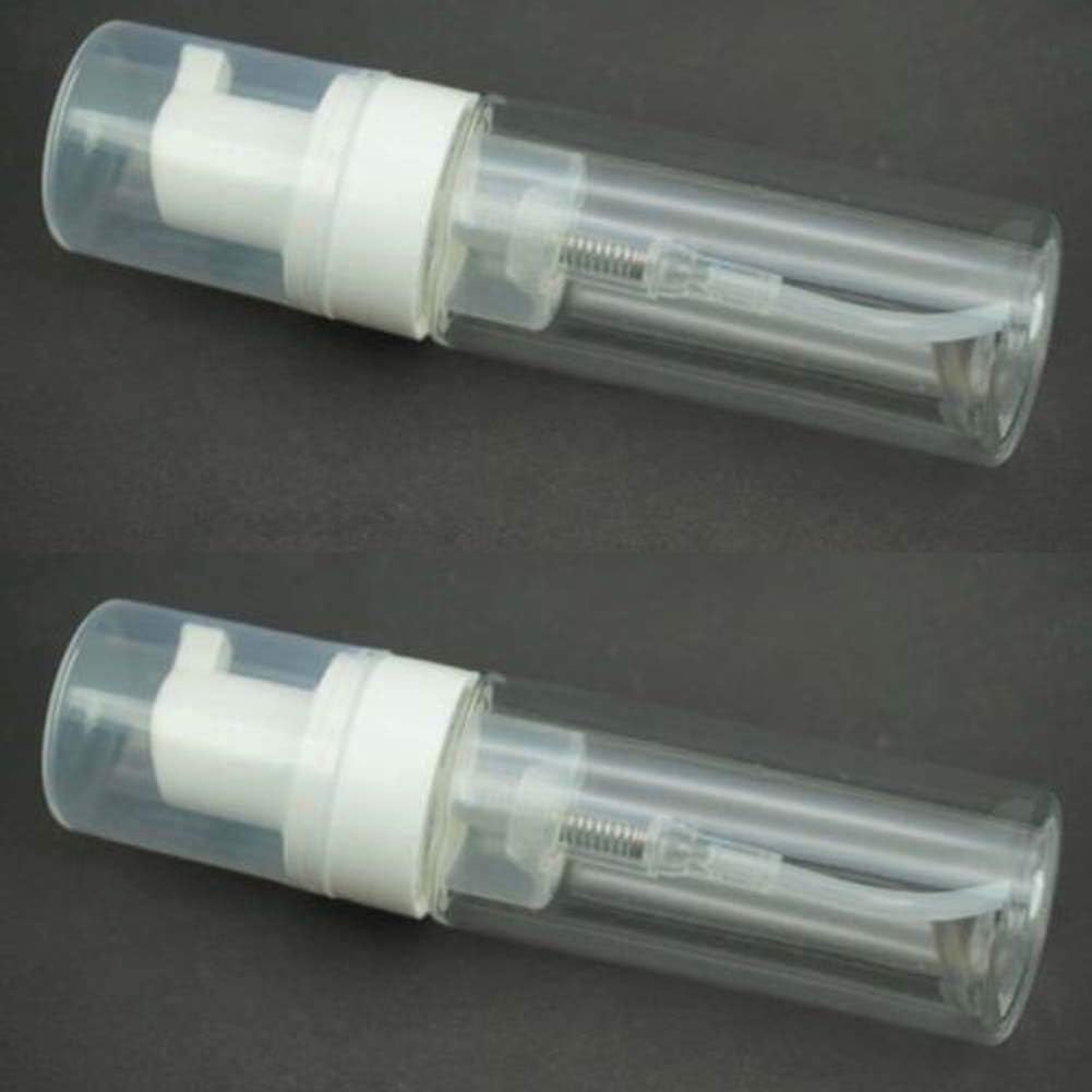 UTENEW 2-Piece Plastic Foamer Bottle Clear Pump Dispenser Mini Travel Size Foaming Soap Face Wash 1.7 Oz, No leaks!