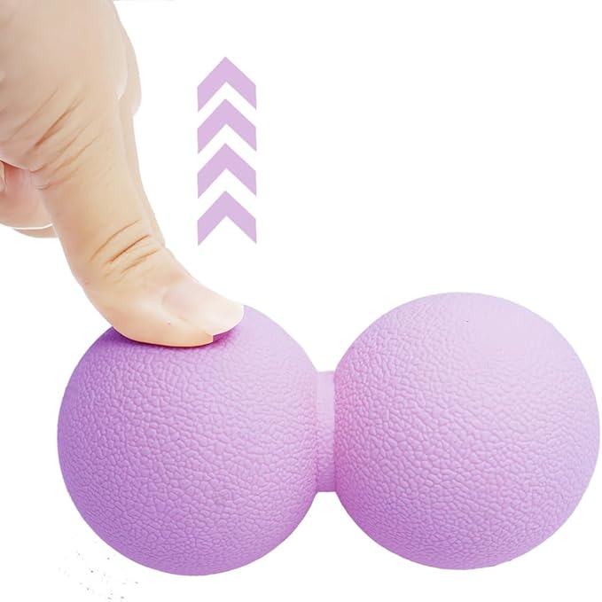 2 PCS Peanut Massage Ball Roller, Double Lacrosse Ball, Acupoint Myofascial Release, Muscle Knot Relaxer Trigger Point for Physical Therapy, Occipital, Back Knot, Psoas Muscle Release Tool (Purple)