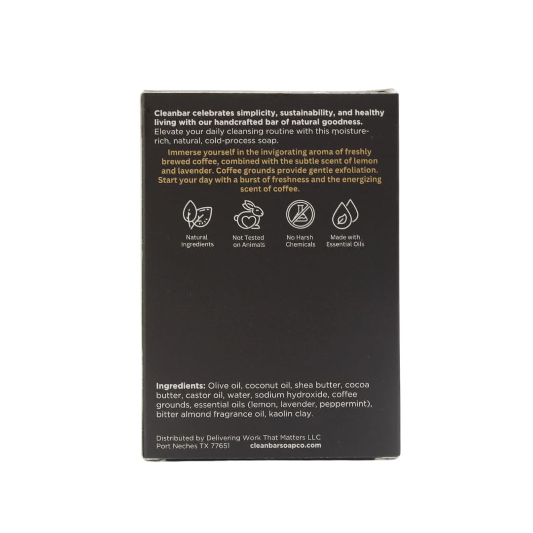 Cleanbar All-natural Bar Soap - Espresso Yourself - Coffee, Almond, Lavender, Peppermint, and Lemon Exfoliating Bar Soap, 4.5 oz