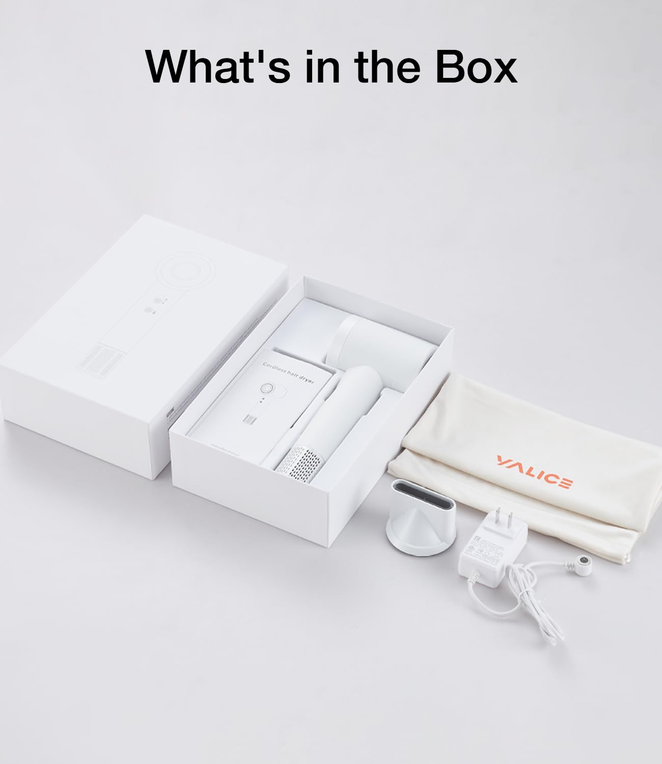 YALICE Cordless Hair Dryer Rechargeable with Digital Screen, 15000mAh Travel Hair Dryer with Magnetic Nozzle, 4 Mode Portable Hair Blow Dryers for Women Kids Outdoor Camping Beaches (White)