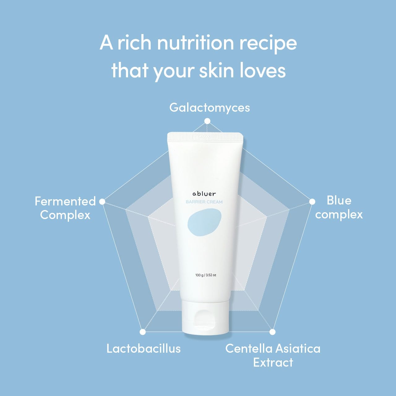 abluer Barrier Cream, 3.52 oz, Ceramide Hydration Capsules, Galactomyces, Lactobacillus, Centella Extract, Blue Complex, Hypoallergenic Moisturizing Cream for Sensitive Skin, Korean Skin Care
